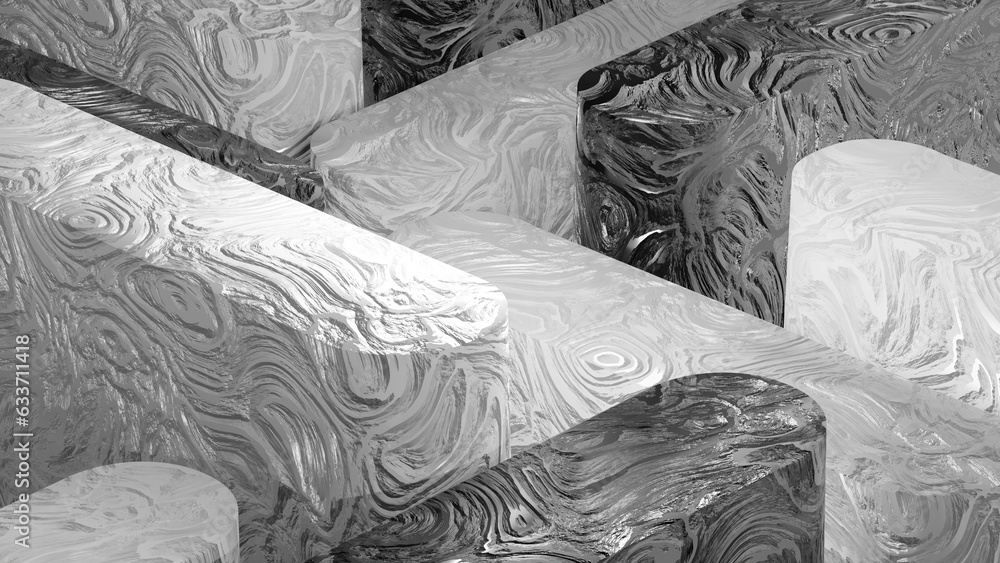 Aufkleber abstract background with geometric shapes with wavy texture effect. 3d rendering.