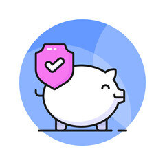 Shield with piggy bank denoting the concept of financial insurance vector
