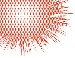 ドット柄の集中線の背景フレーム/赤