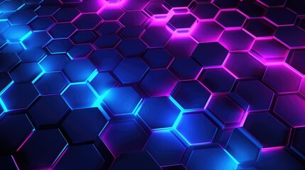 Fototapeta premium Neon Hexagons Background