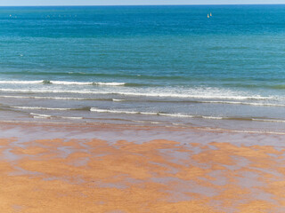 Beaches and rocky cliffs. Blue sea. Greek beach. The Island. Asturias. Spain