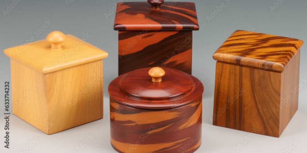 Poster closeup of wooden objects - generative ai