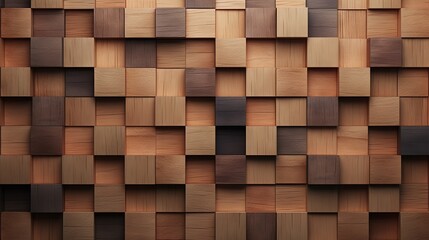 3d wood blocks wall