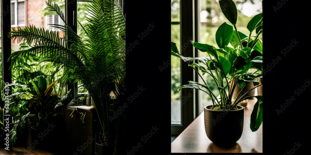 Poster bio architecture with plants and buildings - generative ai