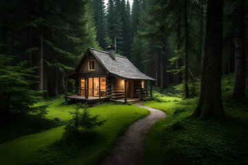 cabin in the woods generated ai