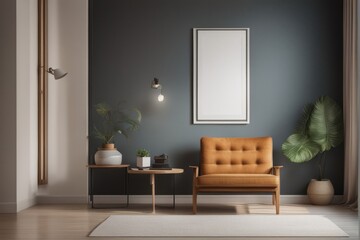 Reflective Moments: Chair and Picture Frame Room Scene Poster