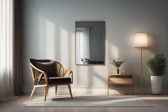 Personal Room Ambiance: Chair and Mirror in Realistic Setting
