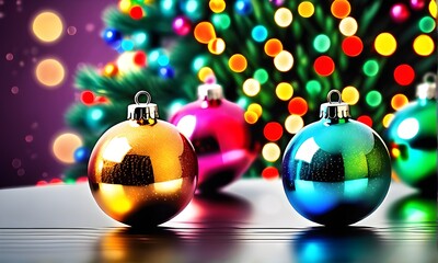 Fototapeta premium Weihnachtskugeln - Christbaumkugeln - Weihnachtskarte