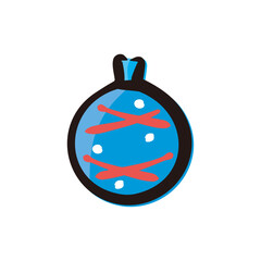 Water balloon yo-yo - Japanese summer festival icon/illustration (Hand-drawn line, colored version)