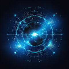 Futuristic Tech Background: Earth's Orbit with Satellites, Rockets, and Energy