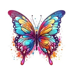 Butterfly rainbow colorized sketch vector illustration with white background generative ai