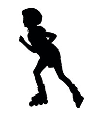 Fototapeta na wymiar Little girl roller skating vector silhouette.