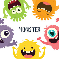 Cute monster seamless pattern, monster vector illustration background