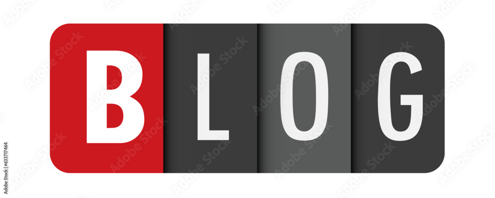 Poster blog gray vector typography banner with initial letter highlighted in red