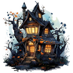 Fairy Halloween Witch House Clipart