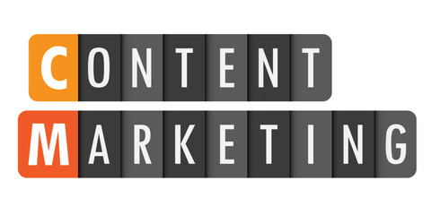 CONTENT MARKETING gray vector typography banner with initial letter highlighted in orange