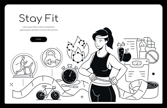 Stay fit - modern line design style banner