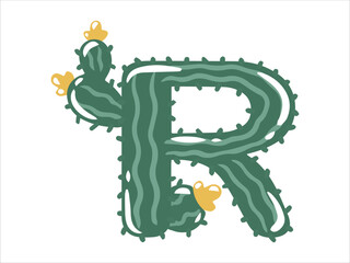 Cactus Alphabet Letter R Illustration