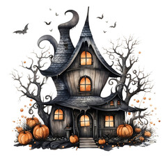 Fairy Halloween Witch House Clipart