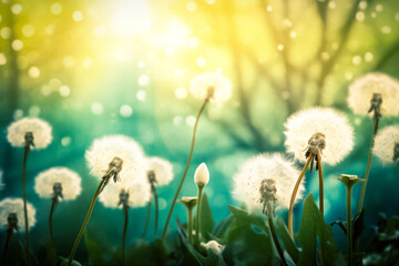 background of dandelions generated by ai