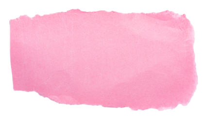 Single piece of isolated pink ripped crumpled blank paper with rough edges and blank copy space for text on white or transparent background, png design element
