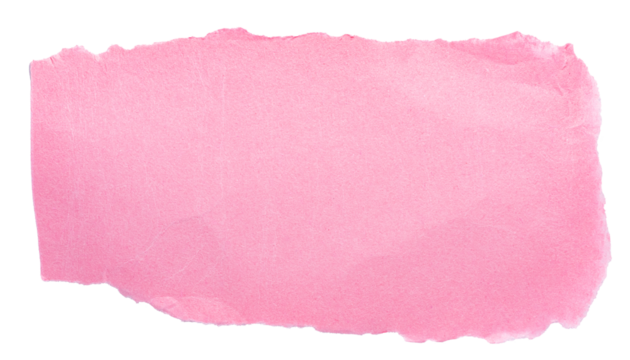 Single piece of isolated pink ripped crumpled blank paper with rough edges and blank copy space for text on white or transparent background, png design element
