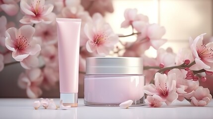 Beauty Spa Medical Skincare With Floral Cosmetics