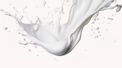 Photo sur Plexiglas Cristaux Abstract White Milk With Paint Splashes Isolated On White Background
