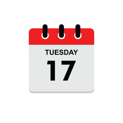 17 tuesday icon with white background, calender icon