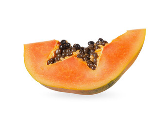 Slice ripe papaya isolated on the transparent background.