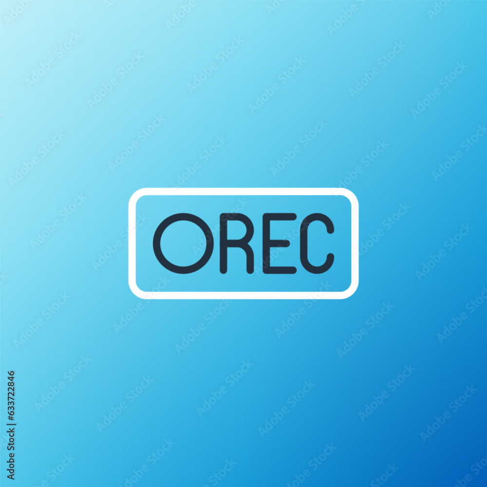 Poster line record button icon isolated on blue background. rec button. colorful outline concept. vector
