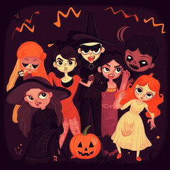 halloween party , postcard
