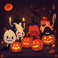 halloween party , postcard