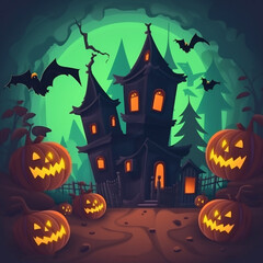 halloween party , postcard