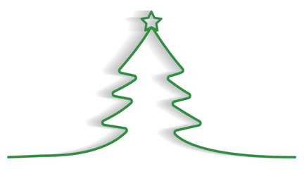 A Christmas tree. Thin line. Vector on a white background