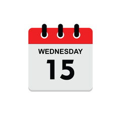 15 wednesday icon with white background, calender icon