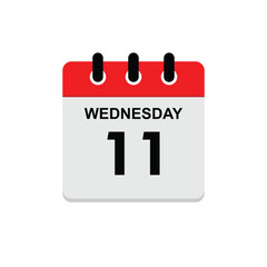 11 wednesday icon with white background, calender icon