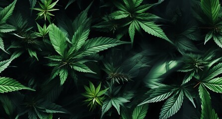 hemp leaves on a plain background. Legalized and prohibited narcotic plant. Cannabis or marijuana, background or template for text. 