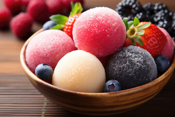 Fototapeta na wymiar Fruit and Berry Japanese Mochi