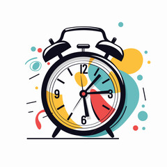 Vector colorful alarm clock, clock logo, clock icon, clock sticker