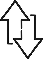 Up down arrows vector icon. Transfer arrows icon. 2 side arrow icon. Upload and download arrow icon. Replaceable vector design.