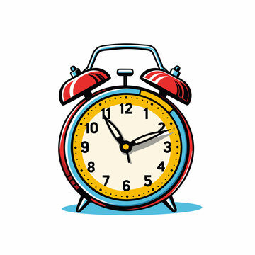 Vector colorful alarm clock, clock logo, clock icon, clock sticker