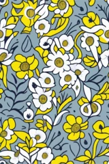 Fototapete Rund Floral Grace - Seamless Yellow Cempaka Flowers Illustration © valenia