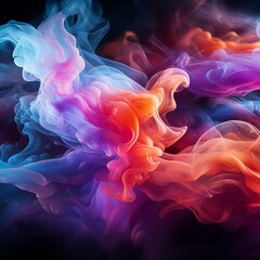 Obraz premium Abstract multicolored spreading bright Neon lighted smoke texture background generative ai