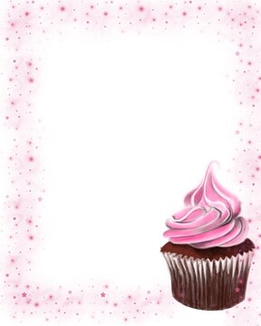 Srars border with illustration of cupcake 