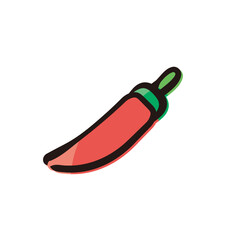 Chili pepper - Mexico icon/illustration (Hand-drawn line, colored version)