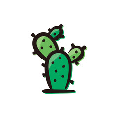 Cactus - Mexico icon/illustration (Hand-drawn line, colored version)