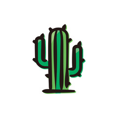Cactus - Mexico icon/illustration (Hand-drawn line, colored version)