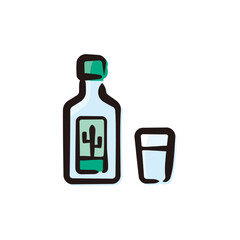 Tequila - Mexico icon/illustration (Hand-drawn line, colored version)
