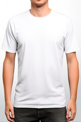 Blank White T-Shirt Mockup Front for Design Template - Isolated Tee Shirt for Men: Generative AI